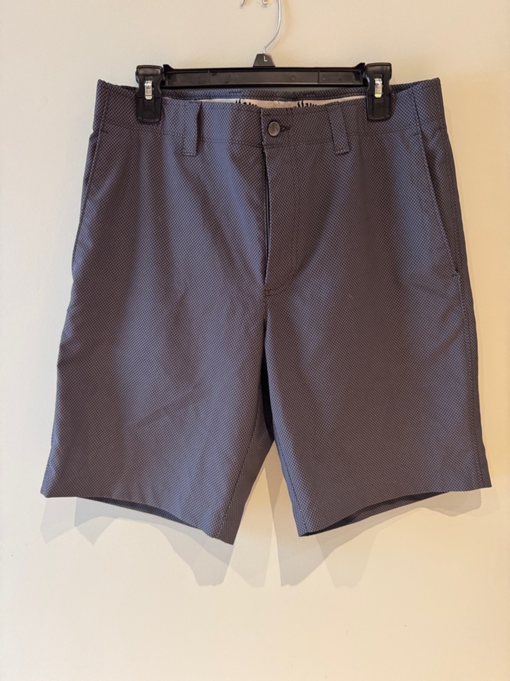 Men's Classic Stretch Shorts - Navy diamond dot pattern size 34